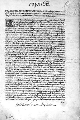 a ii [Fratrisio  Annis Anni Viterbensis ... Epistola incipit
