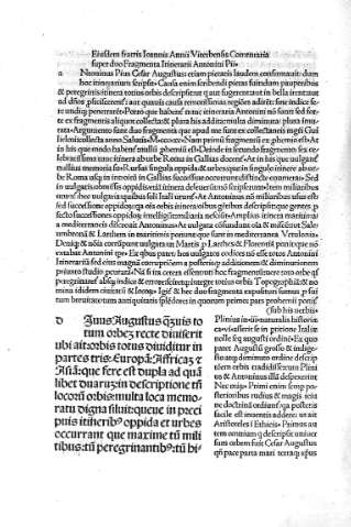 Eiusdem fratis ... comentaria super duo Fragmenta Itenerarii Antonini Pii
