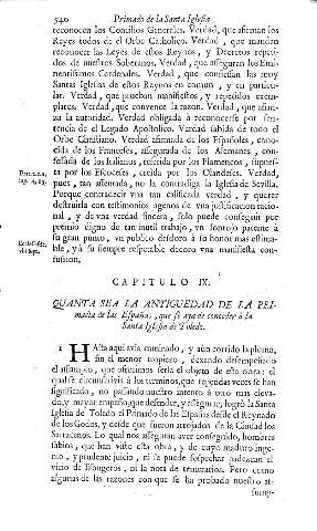 Capitulo IX. Quanta sea la Antiguedad de la Primada...