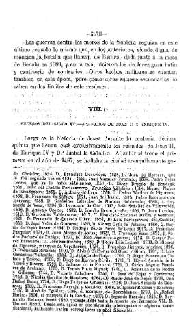 VIII. Sucesos del Siglo XV