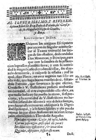 Al Ilustrissimo y Reverendisimo Señor D.Fray de Palacios, del Consejo de su Magestad, Obispo de Guadix y Baza.