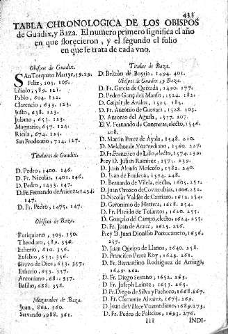 Tabla chronologica de los obispos de Guadix y Baza