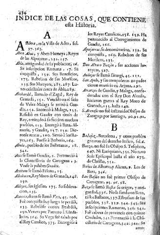 Indice de las cosas, que contiene esta historia