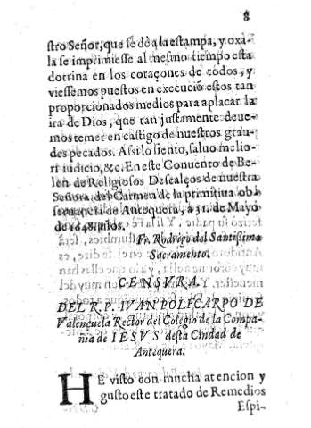 Censura del R.P. Ivan Policarpo de Valenzuela