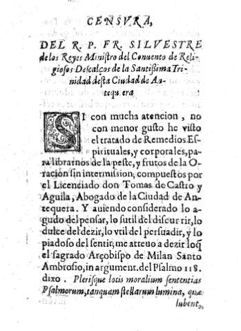 Censura del R.P. Fr. Silvestre de los Reyes