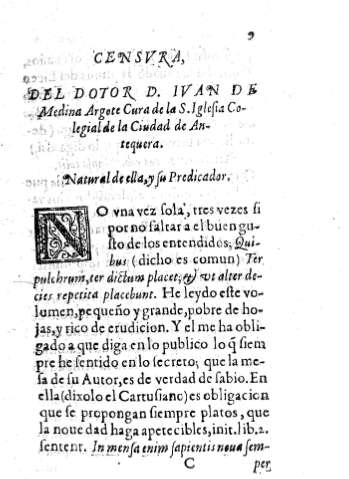 Censura del Dotor D. Ivan de Medina Argote