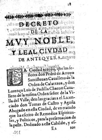 Decreto de la muy noble, y leal ciudad de Antequera