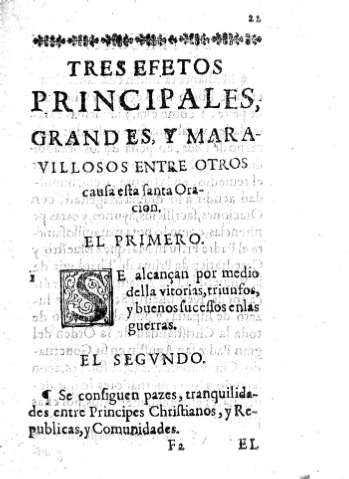 Tres efetos principales, grandes y maravillosos entre otros causa esta santa oracion