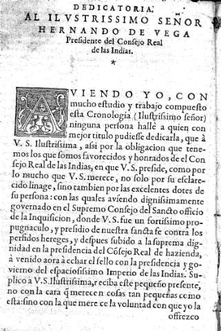 Dedicatoria al Ilustrissmo Señor Hernando de Vega