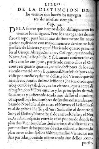Libro de la distinción de los vientos que hazen los navegantes de nuestro tiempo. Cap. 34