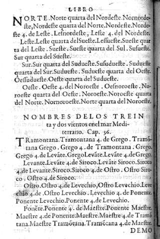 Nombres de los treinta y dos vientos ... Cap. 36
