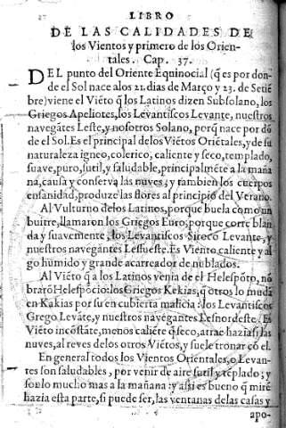 Libro de las calidades de los vientos y primero de los orientales. cap. 37