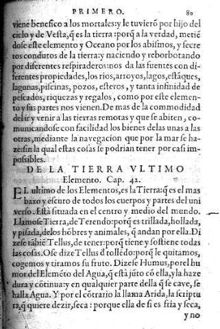 De la tierra ultimo elemento. Cap. 42