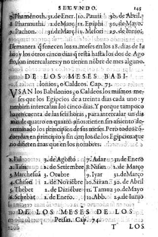 De los meses babilónicos. Cap. 73