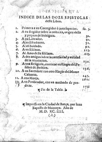 Indice de las doze epístolas deste libro