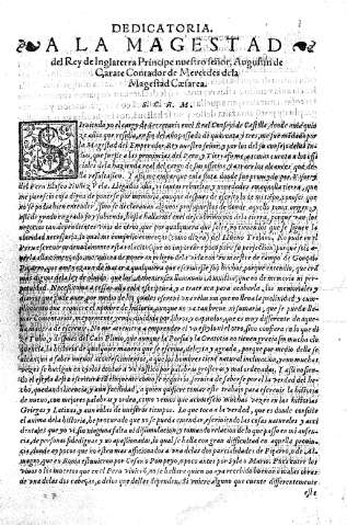 Dedicatoria a la Magestad del Rey de Inglaterra Príncipe nuestro señor...