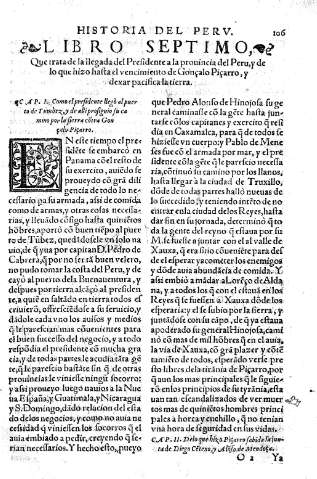 Libro septimo. Que trata de la llegada del Presidente a la provincia del Perú ...