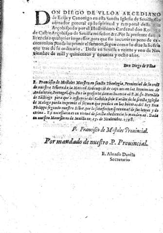 Don Diego de Viloa Arcediano de Ecija ...