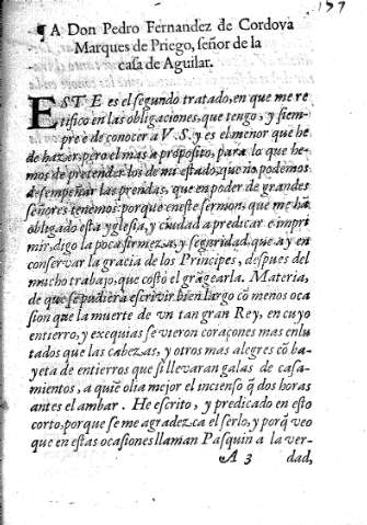A Don Pedro Fernandez de Cordova Marques de Priego, señor de la Casa de Aguilar