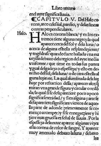 Capitulo V. Del Halo corona, arco celestial, parelio, y delas lineas o rayas perpendiculares.