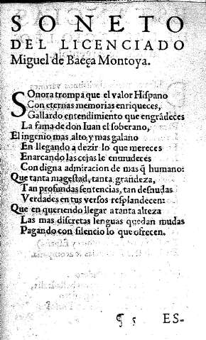 Soneto del licenciado Miguel de Baeça Montoya