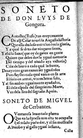 Soneto de Don Lvis de Gongora . Soneto de Migvel de Cerbantes