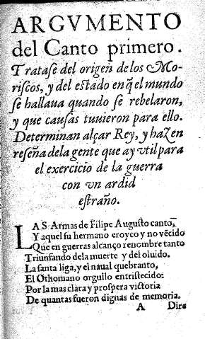 Argumento del Canto primero