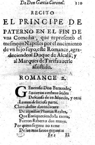 Recito El Principe de Paterno en el fin de vna comedia...