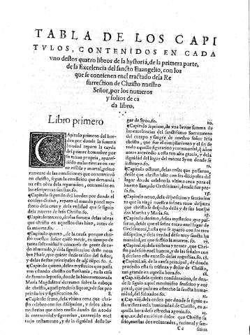 Tabla de los capitvlos contenidos en cada uno de los quatro libros ...