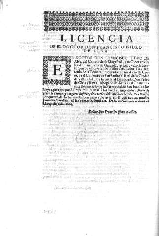 Licencia de el Doctor Don Francisco Isidro de Alva