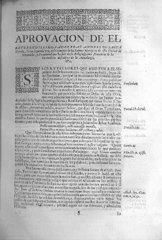 Aprovacion de el reverendissimo padre fray Andres de Santa Teresa   