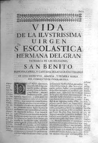 Vida de la ilvstrisima uirgen Sta Escolastica