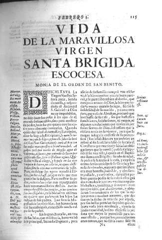 Vida de la maravillosa virgen Santa Brigida