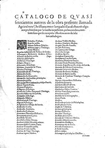 Catalogo de qvasi setecientos autores de la obra presente     