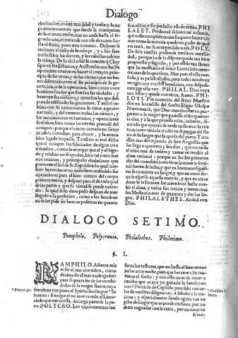 Dialogo setimo. Pamphilo. Polycronio. Philalethes. Philotimo    