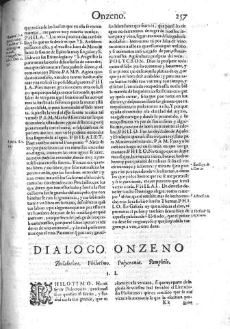 Dialogo onzeno. Philalethes. Philotimo. Polycronio. Pamphilo     