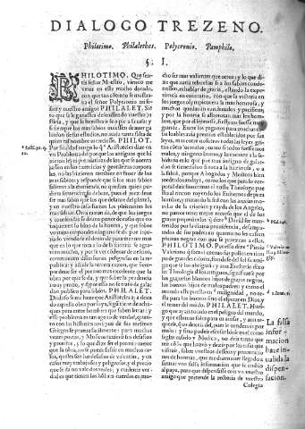 Dialogo trezeno. Philotimo. Philalethes. Polycronio. Pamphilo.   