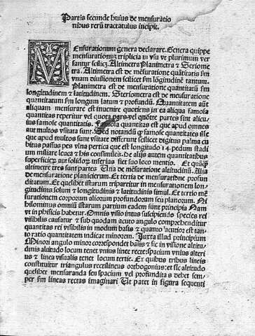 [Partis secunde huius de mensurationibus rerum tractatus...]