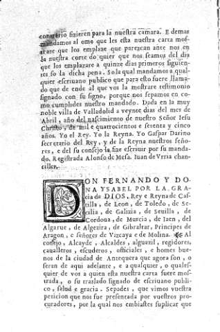 Don Fernando y Doña Ysabel por la gracia de Dios 