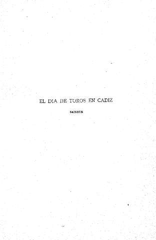 El día de toros en Cádiz (sainete)