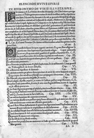 [Elenchos Huius Operis]