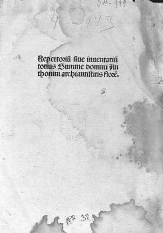[Repertorium sive inventarium totius Summe domini Anthonini...]