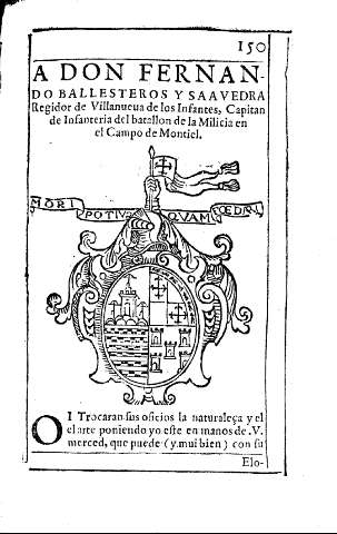 A don Fernando Ballesteros y Saavedra Regidor de Villanueva de los Infantes