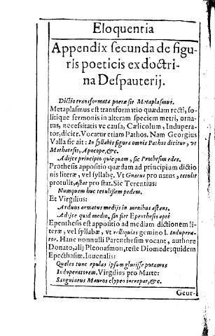 Appendix secunda de figuris poeticis ex doctrina Despauterij     