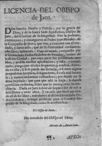 Licencia del Obispo de Jaen