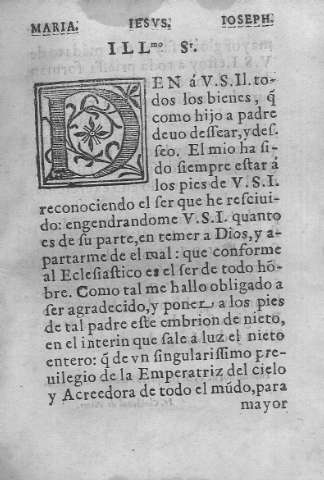 Maria iesus Ioseph. Illmo. Sr.