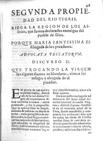 Segvnda propiedad del Rio Tigris: Riega la region de los Asfirios, que fueron declarados enemigos del pueblo de Dios. Discvrso II        