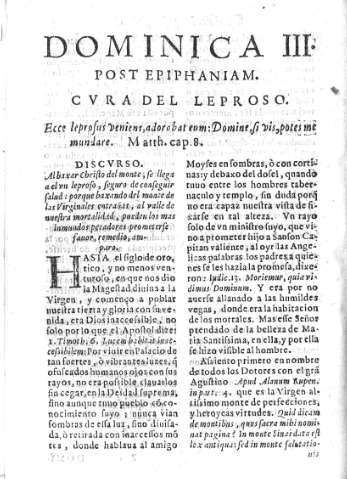 Dominica III post Epiphaniam. Cvra del leproso