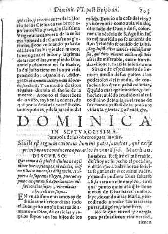 Dominica in septvagessima. Parabola de los obreros para la viña