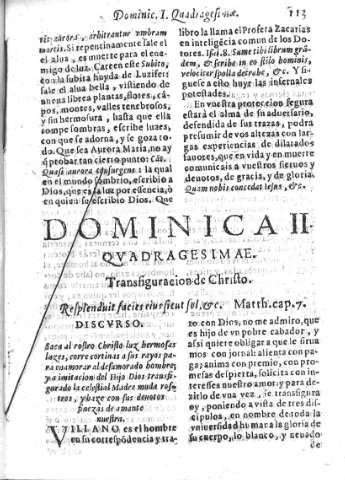 Dominica II qvadragesimae. Transfiguracion de Christo